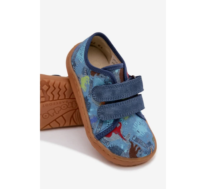 Dětské domácí pantofle Barefoot  Canvas Modré model 22007257 - Froddo
