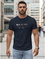 Tshirt męski z napisem bawełniany granatowy model 22316034 - FashionStreet