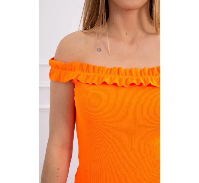Španielska blúzka s volánikmi oranžová neónová