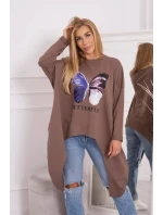 Halenka s oversize potiskem mocca Halenka s oversize potiskem mocca