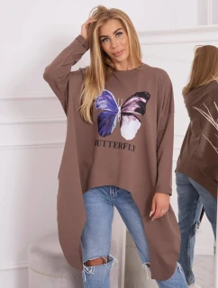 Halenka s oversize potiskem mocca