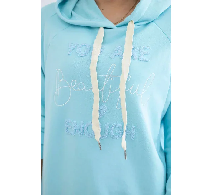 Bavlnená mikina s kapucňou mätová