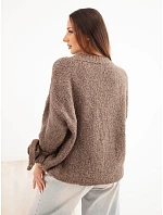 Dámský oversize svetr se model 22358355 na rukávech fango - K-Fashion Dámský oversize svetr se model 22358355 na rukávech fango - K-Fashion