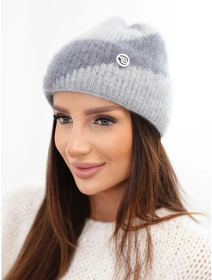 Klasická dámská čepice s ozdobným emblémem grey+tmavě šedá Klasická dámská čepice s ozdobným emblémem grey+tmavě šedá