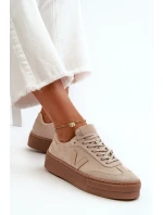 Zazoo N1100S2 Sneakersy Zamszowe Damskie Na Platformie Beżowe Zazoo N1100S2 Sneakersy Zamszowe Damskie Na Platformie Beżowe