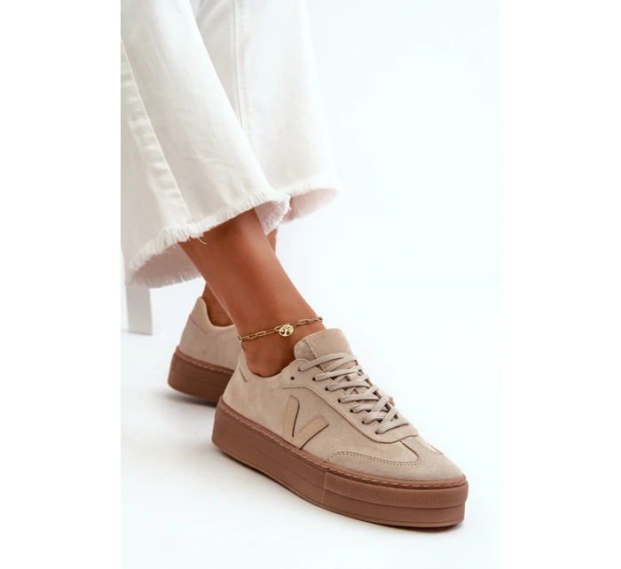 Zazoo N1100S2 Sneakersy Zamszowe Damskie Na Platformie Beżowe Zazoo N1100S2 Sneakersy Zamszowe Damskie Na Platformie Beżowe