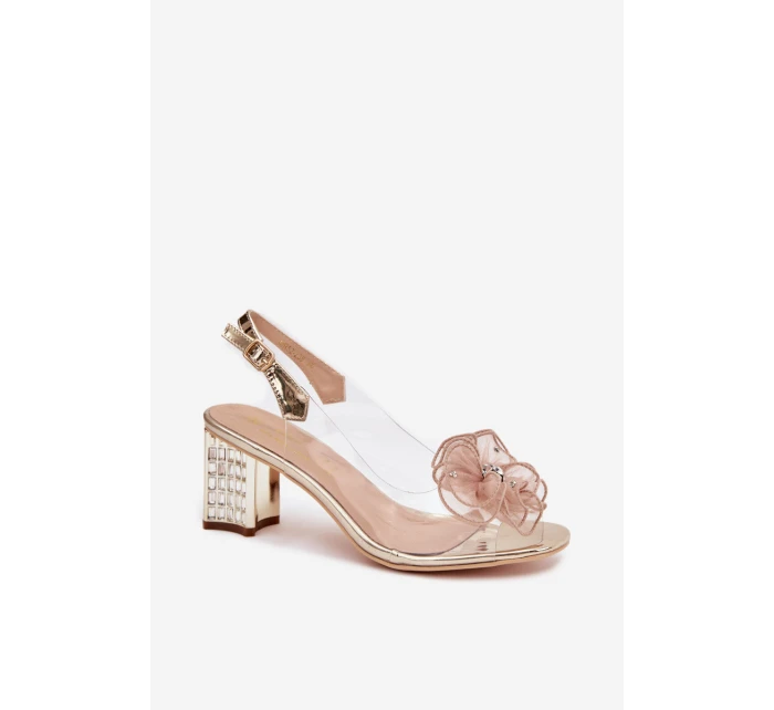 Sandály na podpatku s ozdobou D&A MR52-238 zlaté