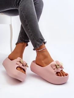 Dámske penové papuče s mašľou, ružová Salessa