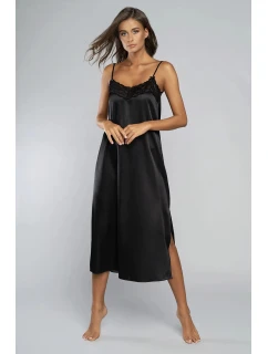 Dámska dlhá nočná košeľa Touch Black - Italian Fashion