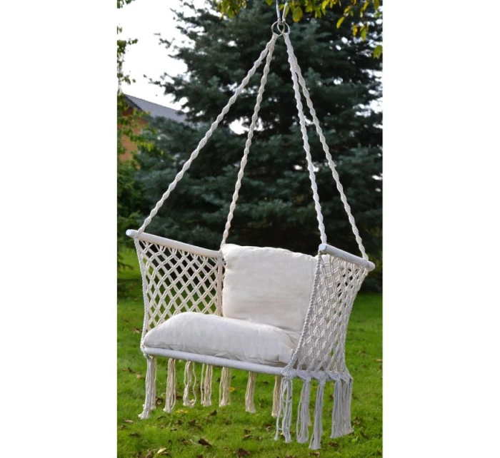 ZÁVESNÉ SEDADLO HAMMOCK Čapí hniezdo 78x64CM ECRU