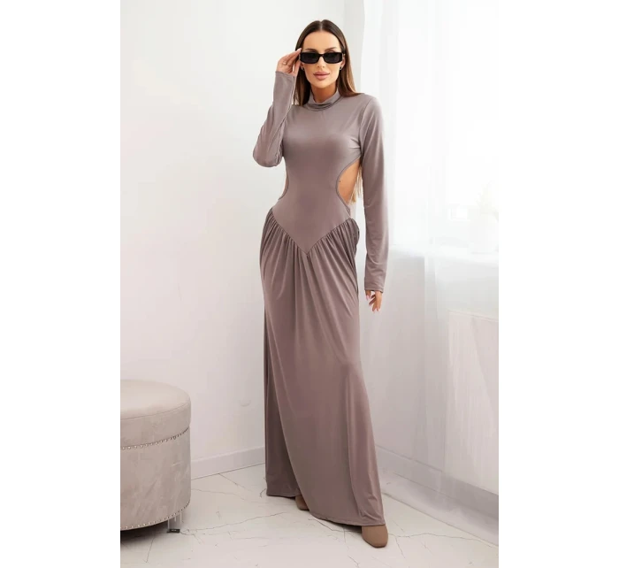 Dámská dlouhá šaty z viskózy s rolákem a odhalenými zády fango