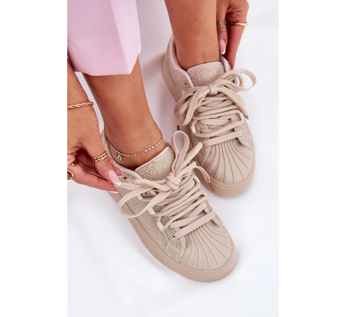 Sneakersy Damskie Ze Zdobieniem Na Platformie Beżowe Eanneth Sneakersy Damskie Ze Zdobieniem Na Platformie Beżowe Eanneth