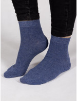 Yoclub Dievčenské hladké ponožky so striebornou niťou 3-pack SKA-0025G-1800 Navy Blue