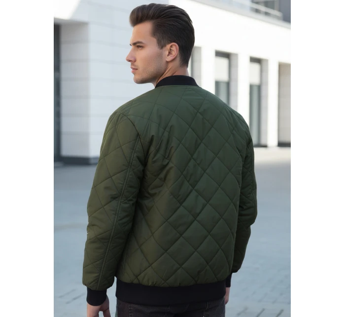 Pánska prešívaná bunda bomber zelená TX2216 Pánska prešívaná bunda bomber zelená TX2216