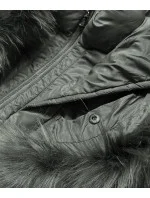 Dámska prešívaná zimná bunda s kapucňou khaki (aura)