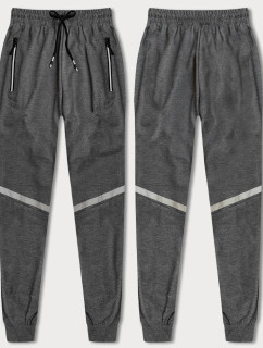 Šedé pánske teplákové nohavice s reflexnými prvkami (8K189-5)