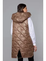 Tmavě béžová dámská prošívaná vesta model 19586914 - S'WEST Tmavě béžová dámská prošívaná vesta model 19586914 - S'WEST