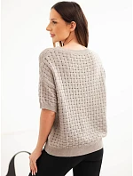 Dámský bavlněný model 22391372 svetr s krátkým rukávem fango zelená - K-Fashion Dámský bavlněný model 22391372 svetr s krátkým rukávem fango zelená - K-Fashion