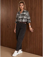 Dámske manšestrové nohavice s elastickým pásom v grafitovej farbe FashionStreet UY3164 Dámske manšestrové nohavice s elastickým pásom v grafitovej farbe FashionStreet UY3164