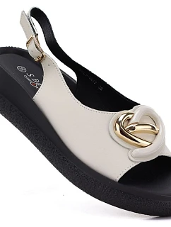 Dámske kožené sandále na platforme béžovej farby S.Barski 61-6047