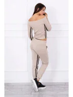 Súprava s dvojitými pruhmi béžová+čierna Súprava s dvojitými pruhmi béžová+čierna