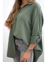 Bavlnená mušelínová košeľa khaki