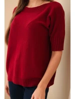 Dámský svetr z viskózy s krátkým rukávem bordový Dámský svetr z viskózy s krátkým rukávem bordový