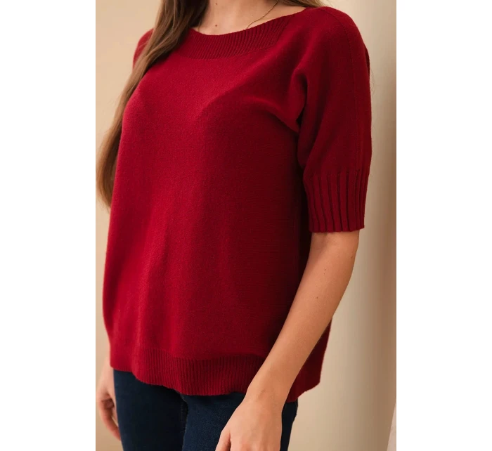 Dámský svetr z viskózy s krátkým rukávem bordový Dámský svetr z viskózy s krátkým rukávem bordový