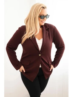 Dámská viskózová bunda Plus Size s dlouhým rukávem a límcem bordová