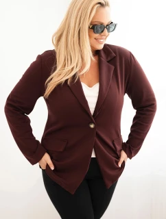 Dámská viskózová bunda Plus Size s dlouhým rukávem a límcem bordová