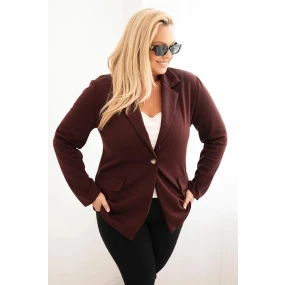 Dámske sako z viskózy v nadmernej veľkosti s dlhými rukávmi a golierom bordovej farby