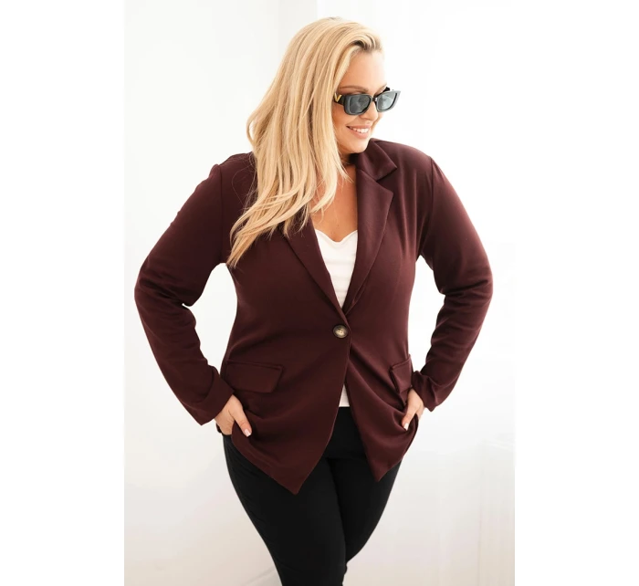 Dámská viskózová bunda Plus Size s dlouhým rukávem a límcem bordová Dámská viskózová bunda Plus Size s dlouhým rukávem a límcem bordová