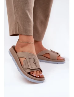 Pachnące Klapki Damskie Z Ozdobną Klamrą ZAXY RR285076 Beżowe