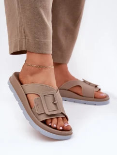 Pachnące Klapki Damskie Z Ozdobną Klamrą ZAXY RR285076 Beżowe