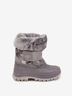 Dětské zimní boty s kožešinou na suchý zip model 21728513 šedé - Lee Cooper
