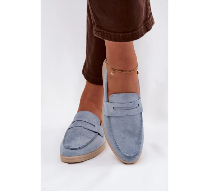 Dámské mokasyny z eko semiše modré Renelia