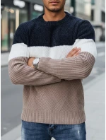 Pánský svetr s kulatým výstřihem tmavě modrý a béžový Dstreet model 21994017 - FashionStreet Pánský svetr s kulatým výstřihem tmavě modrý a béžový Dstreet model 21994017 - FashionStreet