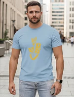 Pánske bavlnené tričko s potlačou Smile Crown modré FashionStreet NX0138R