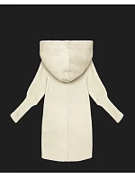 Bunda přehoz přes typu alpaka v barvě ecru s kapucí model 21479150 - MADE IN ITALY Bunda přehoz přes typu alpaka v barvě ecru s kapucí model 21479150 - MADE IN ITALY