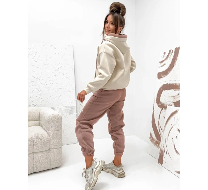 Hrubší dámská tepláková souprava v barvě cappuccino model 21809058 - Moon
