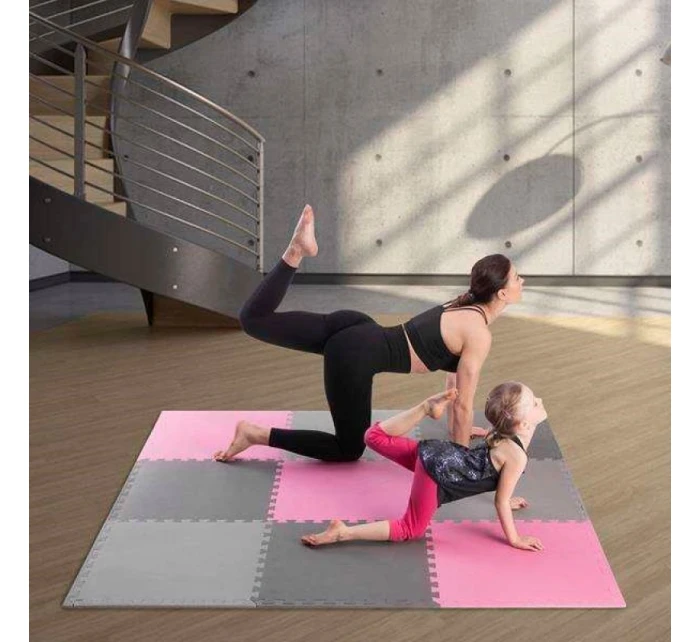 Multipack One Fitness puzzle podložka MP10 ružovo-sivá 9 kusov 10 mm