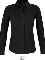 NEOBLU Basile Dámska blúzka z piqué s dlhými rukávmi 24.3791 deep black