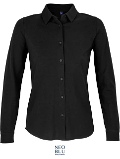 NEOBLU Basile Dámska blúzka z piqué s dlhými rukávmi 24.3791 deep black