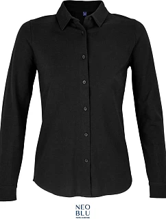 NEOBLU Basile Dámska blúzka z piqué s dlhými rukávmi 24.3791 deep black