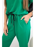 Súprava bavlnená blúzka + nohavice zelená