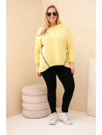 Dámske Plus veľkosť bavlnená blúzka s roll-up rukávmi a leopardí vzor žltá klopový pás Dámske Plus veľkosť bavlnená blúzka s roll-up rukávmi a leopardí vzor žltá klopový pás