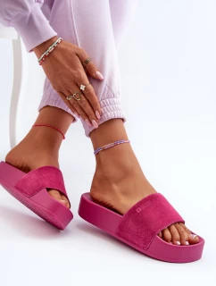 Damskie Klapki Na Platformie Zamszowe Big Star NN274A672 Fuksja