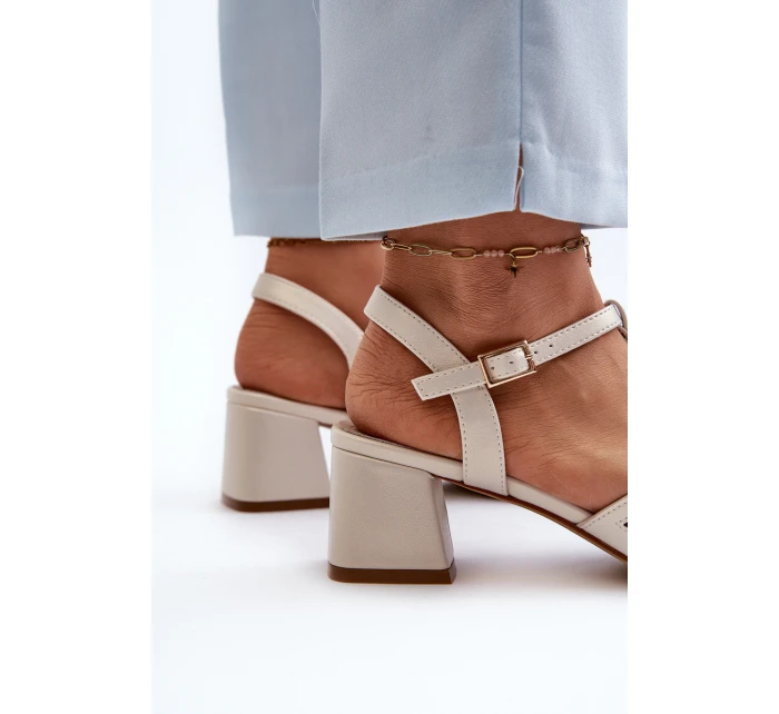 Damskie Sandały Na Obcasie Sergio Leone SK880 Perłowe