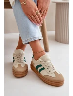 Sneakersy Damskie Na Platformie Beżowo-Zielone Nesonice Sneakersy Damskie Na Platformie Beżowo-Zielone Nesonice