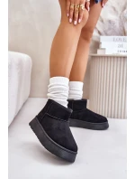 Niskie Śniegowce Damskie Na Platformie Ocieplane Futerkiem Czarne Saldren Niskie Śniegowce Damskie Na Platformie Ocieplane Futerkiem Czarne Saldren